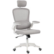 Ergonomic Mesh Office Chair - High Back Grey with Flip-Up Arms-Office Products > Office Furniture > Office Chairs > Task Chairs-DECOROLALA
