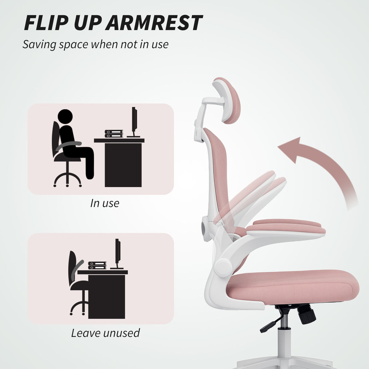 Ergonomic Mesh Office Chair - High Back Pink Desk Chair-Office Products > Office Furniture > Office Chairs > Task Chairs-DECOROLALA