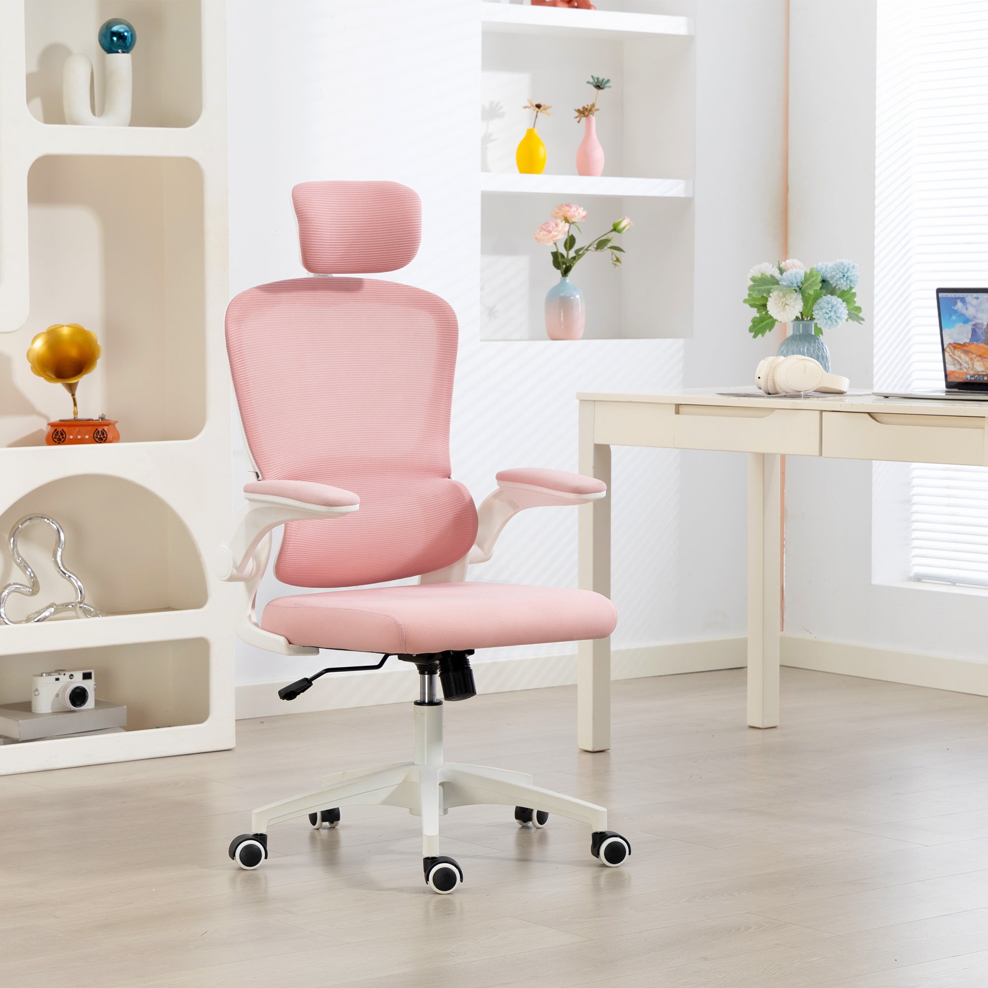 Ergonomic Mesh Office Chair - High Back Pink Desk Chair-Office Products > Office Furniture > Office Chairs > Task Chairs-DECOROLALA