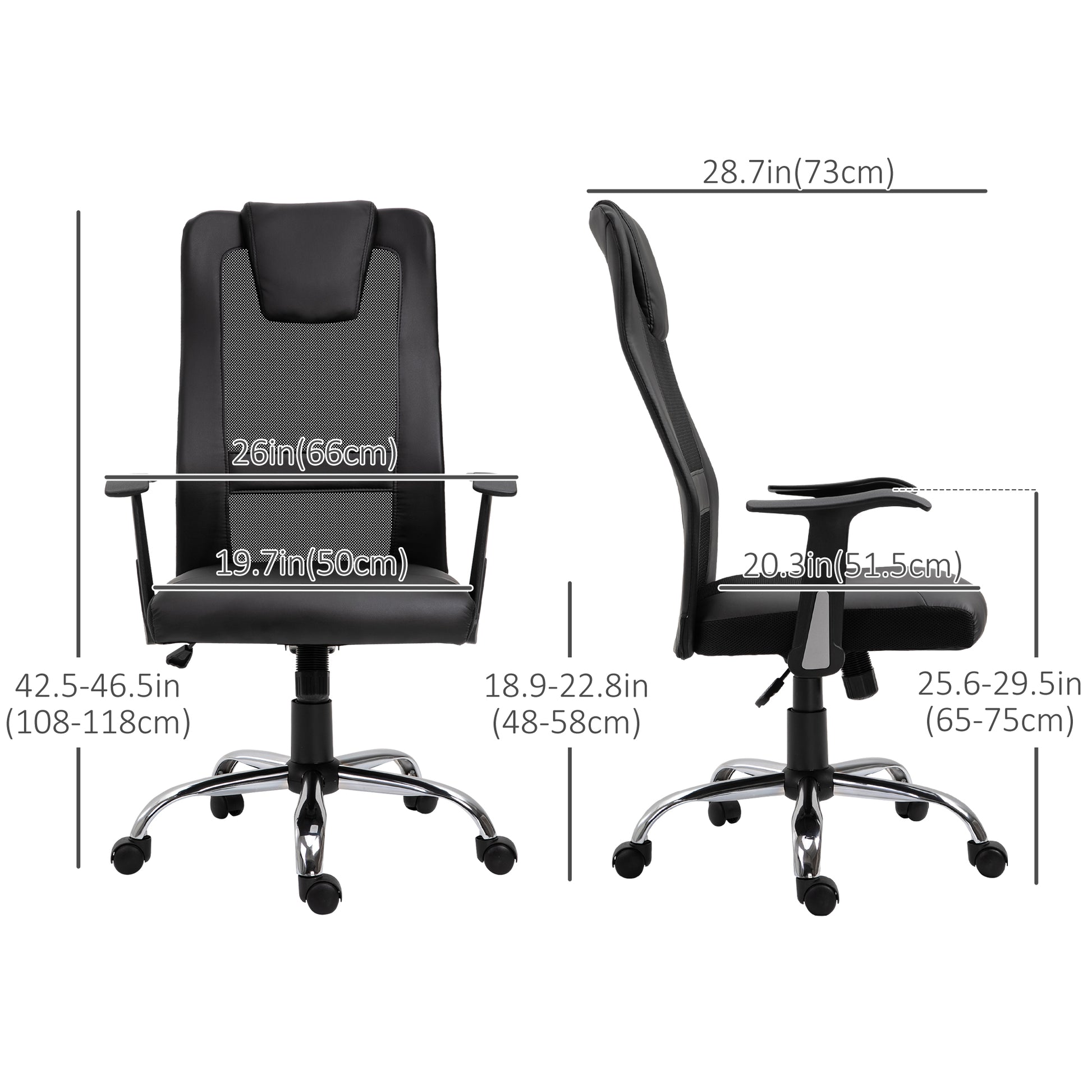 Ergonomic Mesh Office Chair - High Back with Headrest, Black-Office Products > Office Furniture > Office Chairs > Task Chairs-DECOROLALA