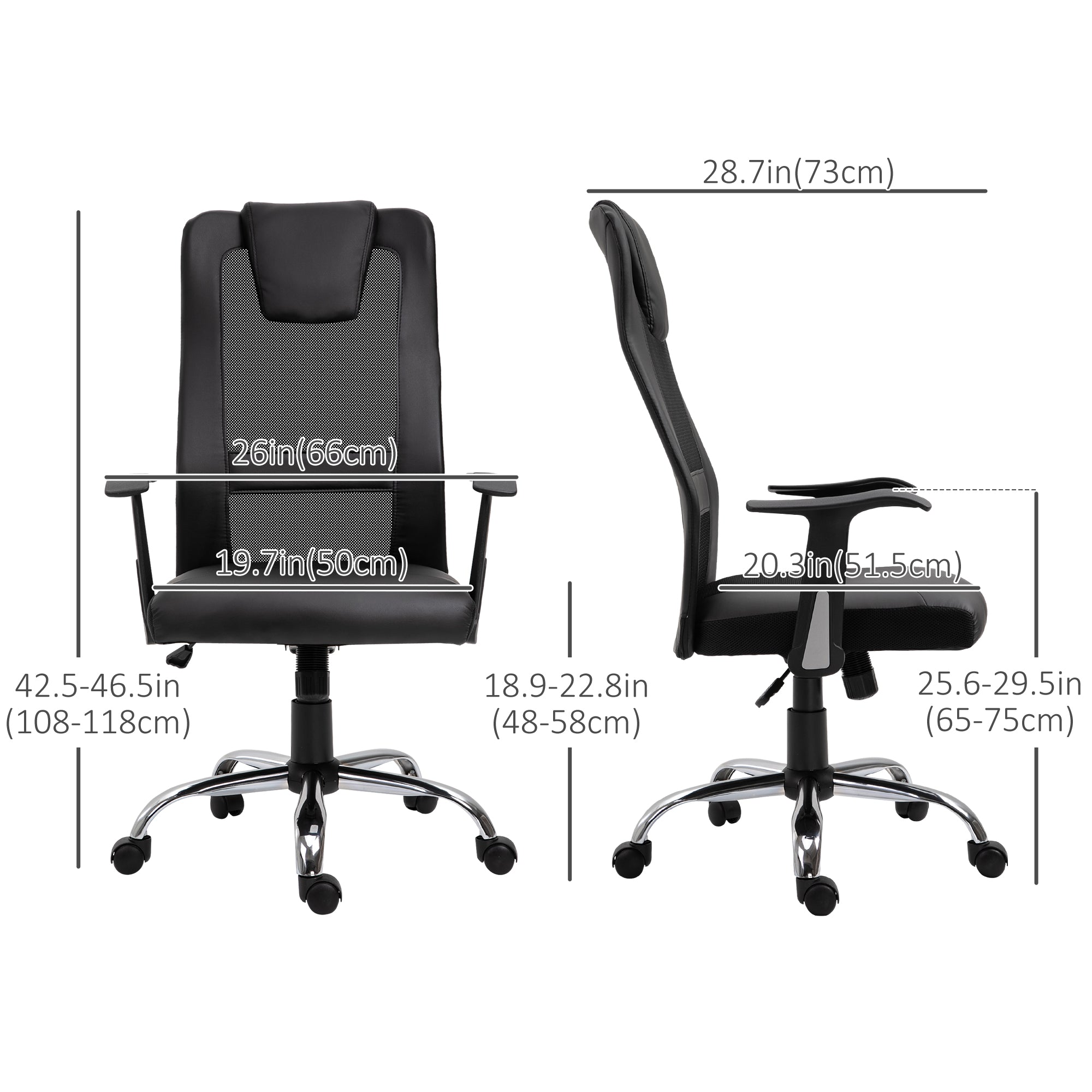 Ergonomic Mesh Office Chair - High Back with Headrest, Black-Office Products > Office Furniture > Office Chairs > Task Chairs-DECOROLALA