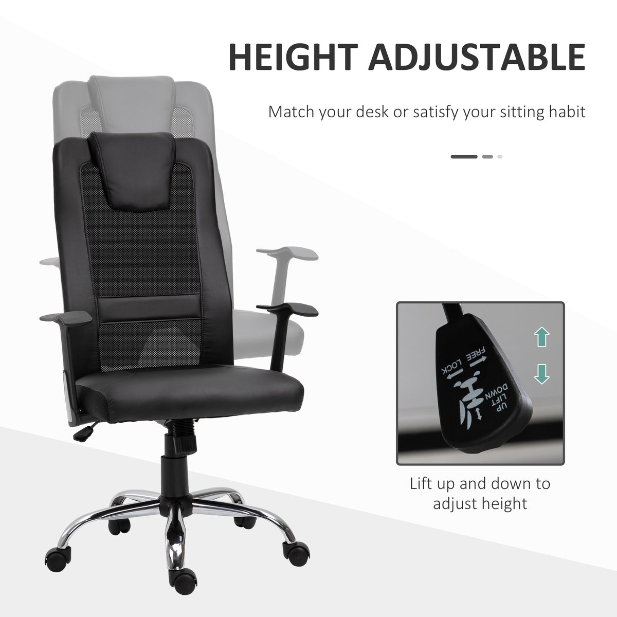 Ergonomic Mesh Office Chair - High Back with Headrest, Black-Office Products > Office Furniture > Office Chairs > Task Chairs-DECOROLALA