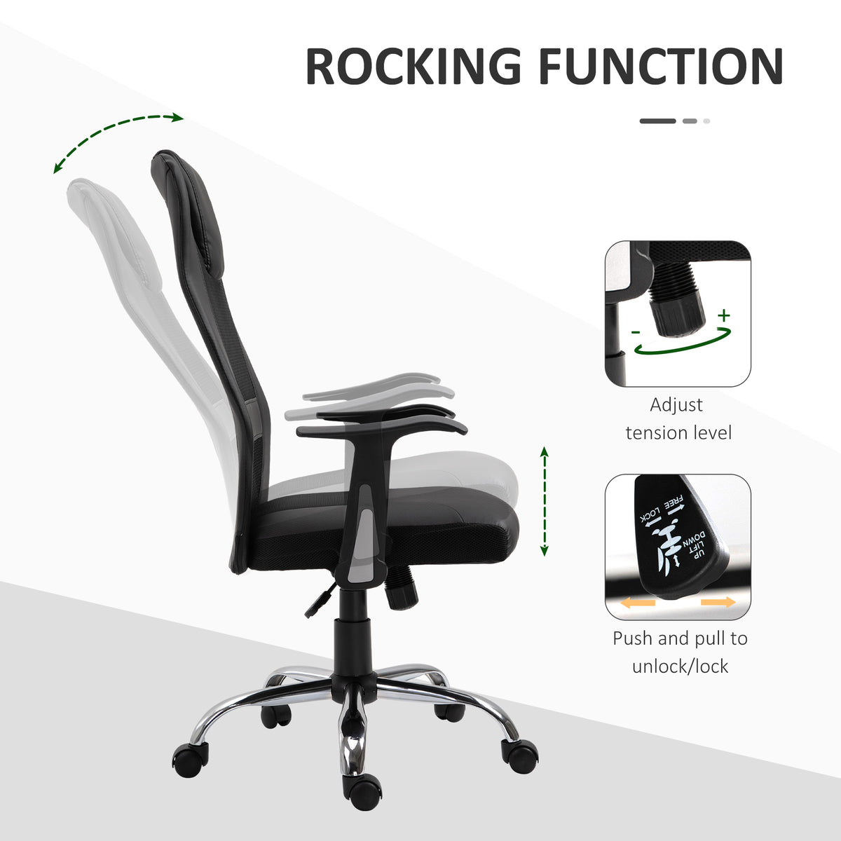 Ergonomic Mesh Office Chair - High Back with Headrest, Black-Office Products > Office Furniture > Office Chairs > Task Chairs-DECOROLALA