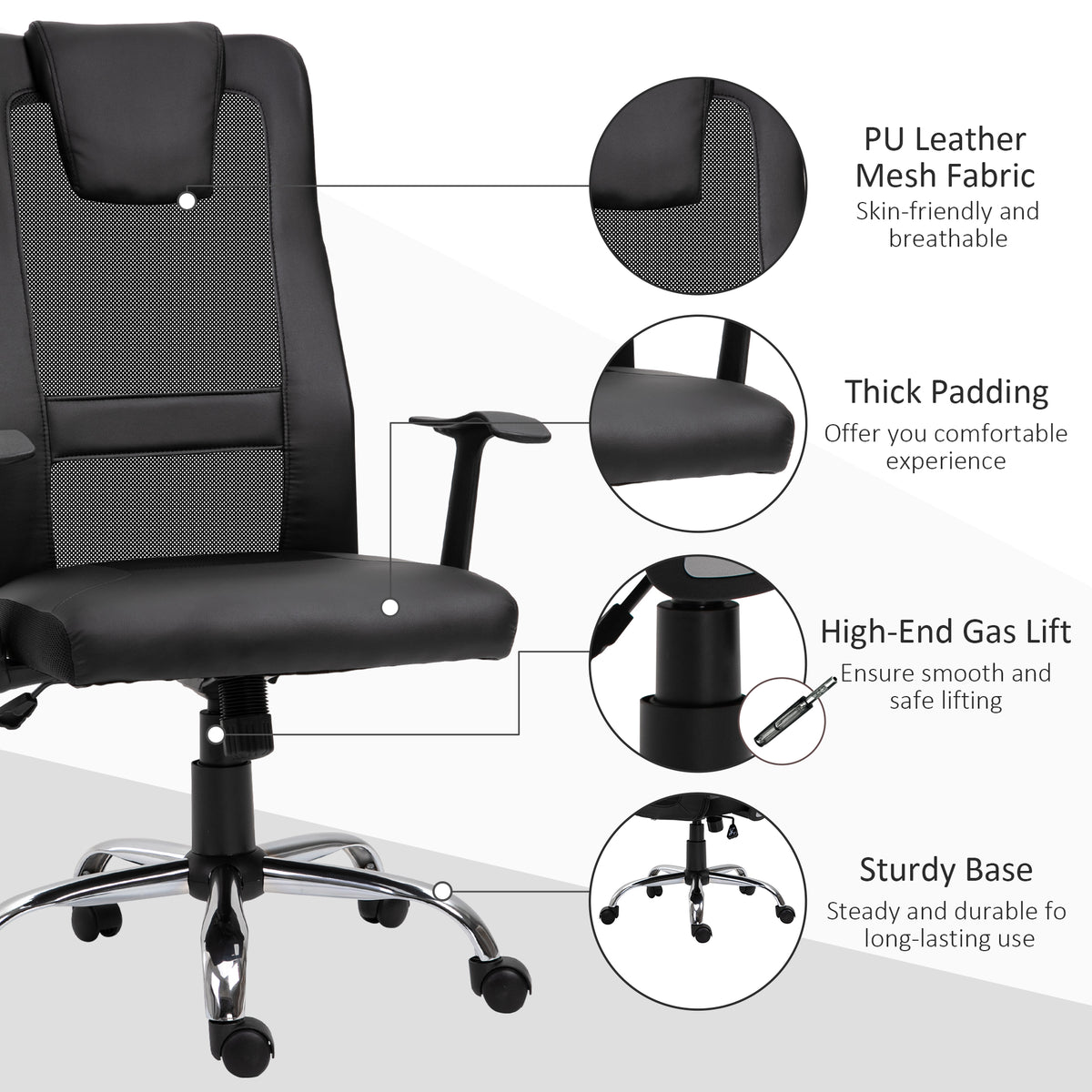 Ergonomic Mesh Office Chair - High Back with Headrest, Black-Office Products > Office Furniture > Office Chairs > Task Chairs-DECOROLALA