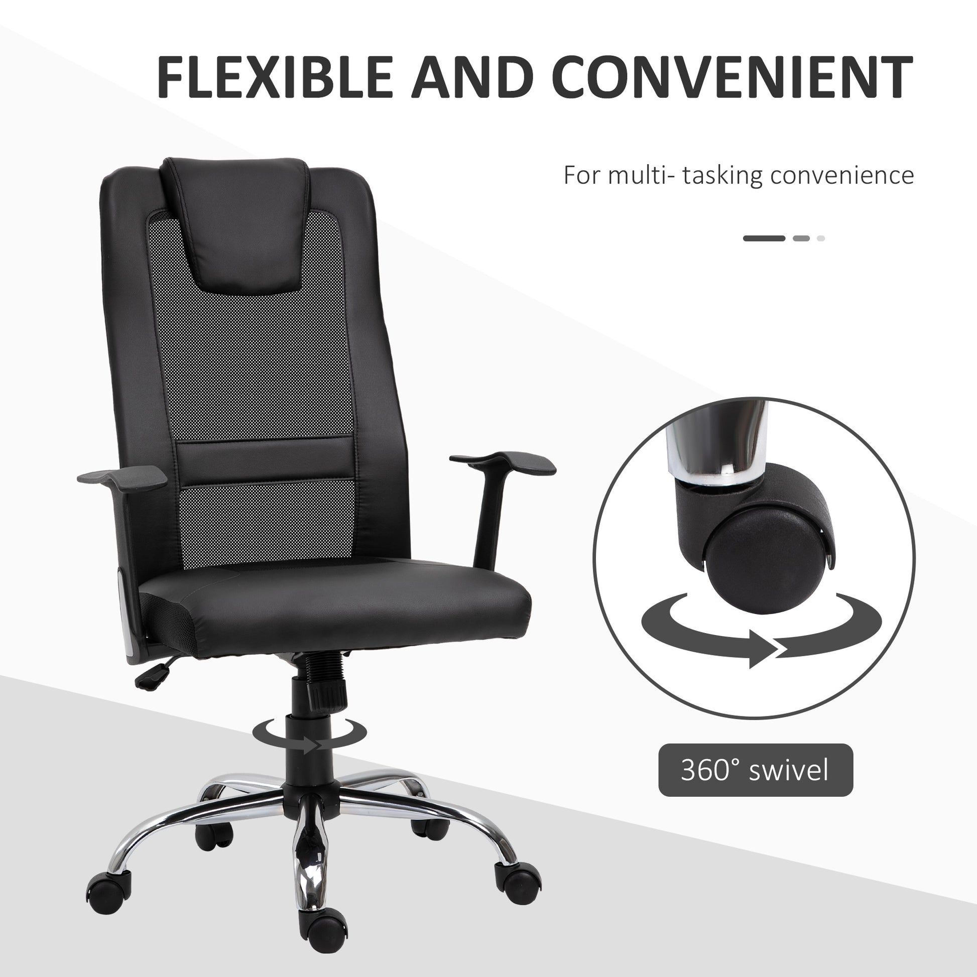 Ergonomic Mesh Office Chair - High Back with Headrest, Black-Office Products > Office Furniture > Office Chairs > Task Chairs-DECOROLALA