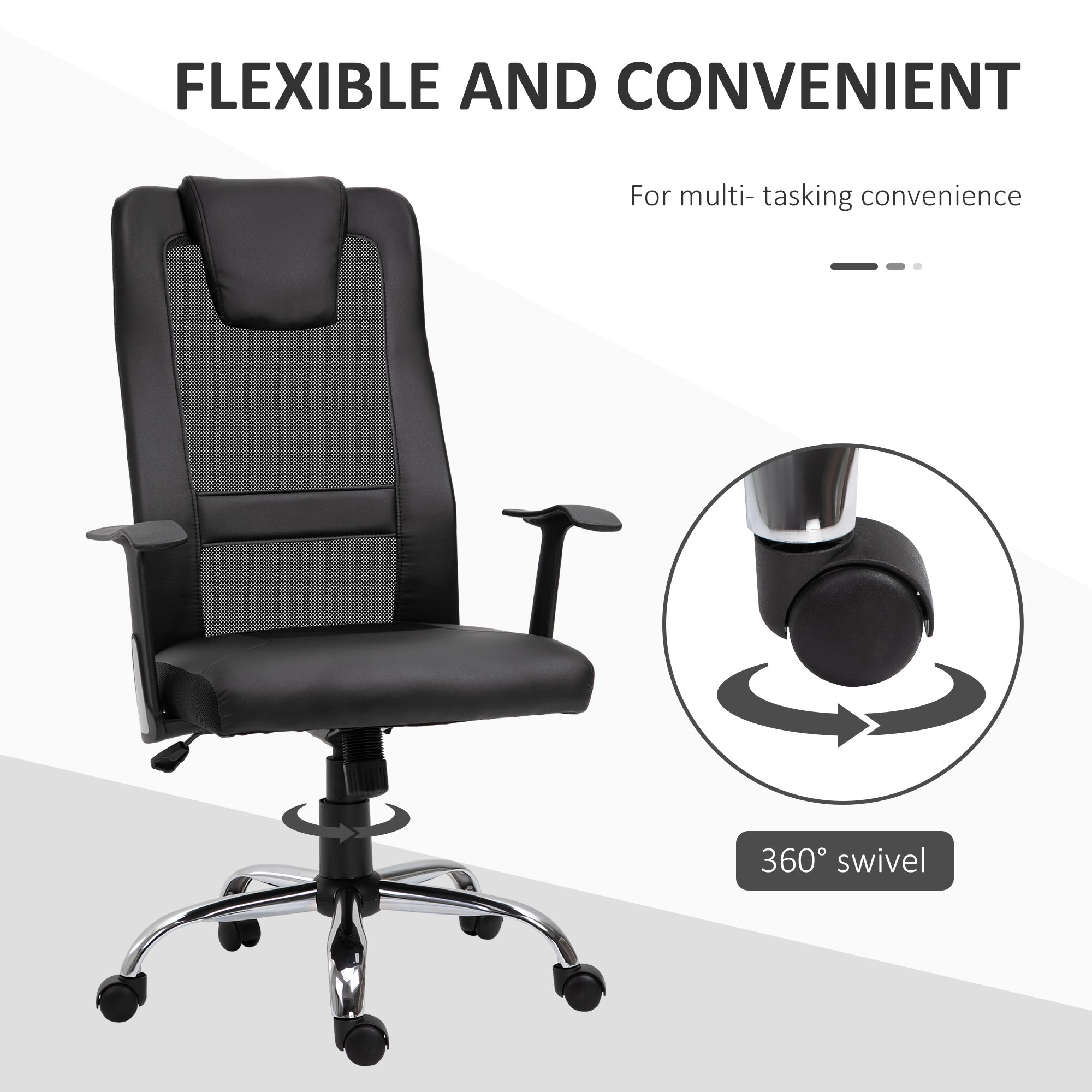 Ergonomic Mesh Office Chair - High Back with Headrest, Black-Office Products > Office Furniture > Office Chairs > Task Chairs-DECOROLALA