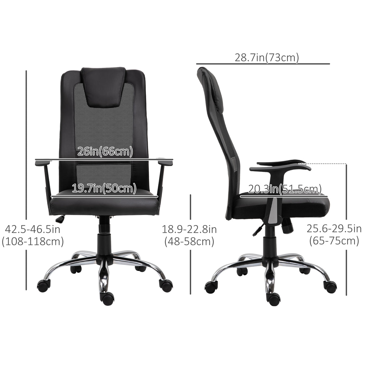 Ergonomic Mesh Office Chair - High Back with Headrest, Black-Task Chairs-DECOROLALA