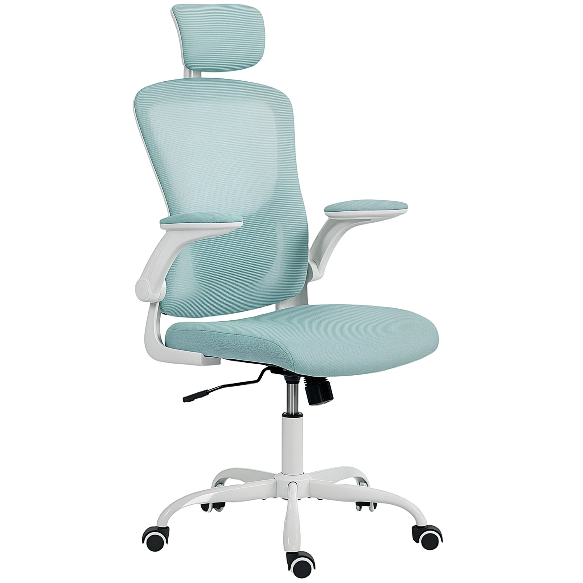 Ergonomic Mesh Office Chair - Light Green with Flip-up Arms-Office Products > Office Furniture > Office Chairs > Task Chairs-DECOROLALA