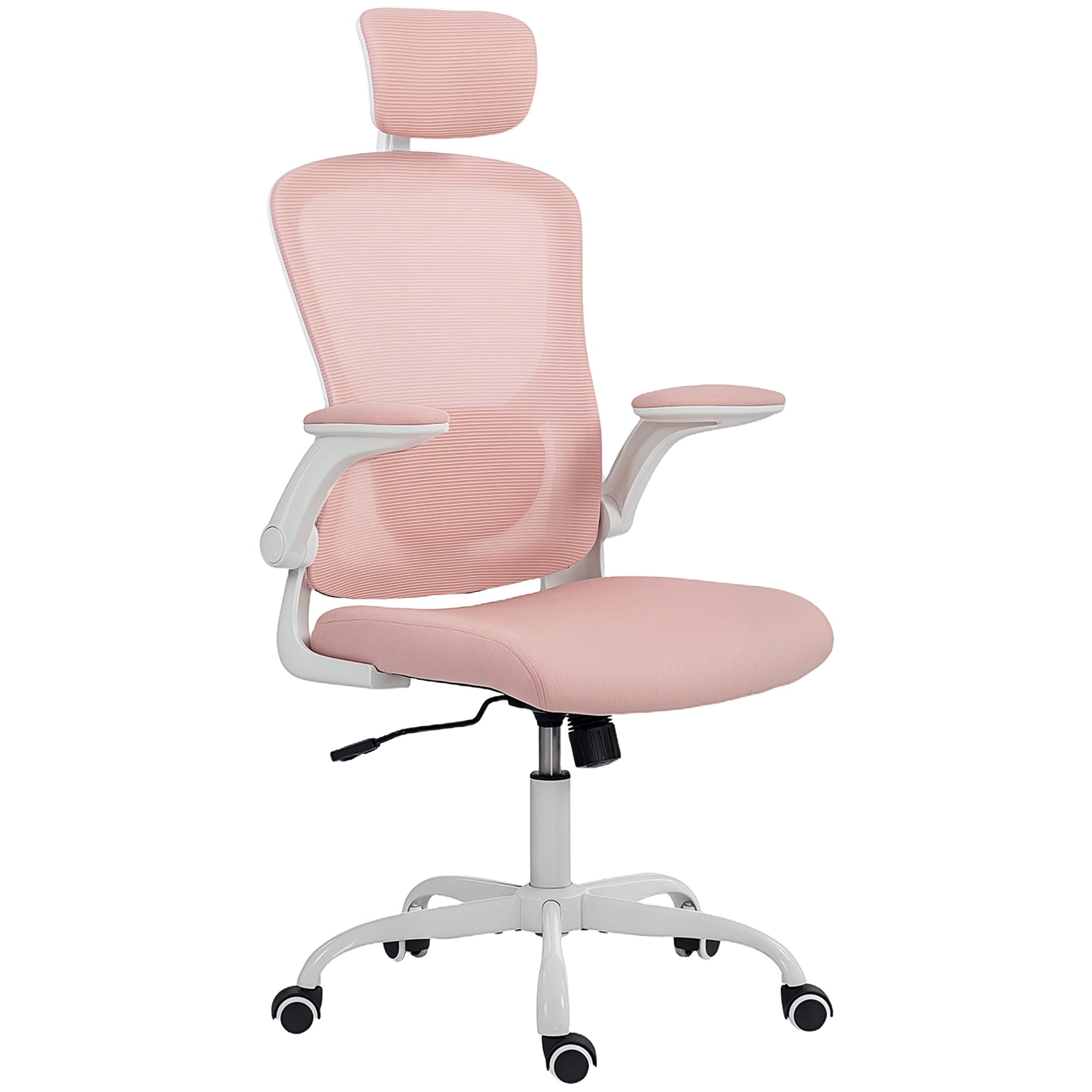 Ergonomic Mesh Office Chair - Pink with Flip-Up Arms-Office Products > Office Furniture > Office Chairs > Task Chairs-DECOROLALA