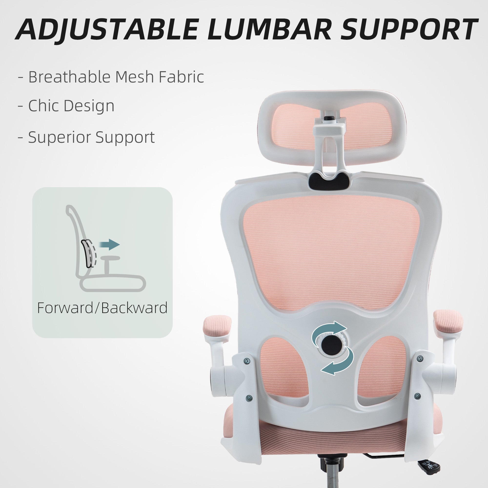 Ergonomic Mesh Office Chair - Pink with Flip-up Arms-Office Products > Office Furniture > Office Chairs-DECOROLALA
