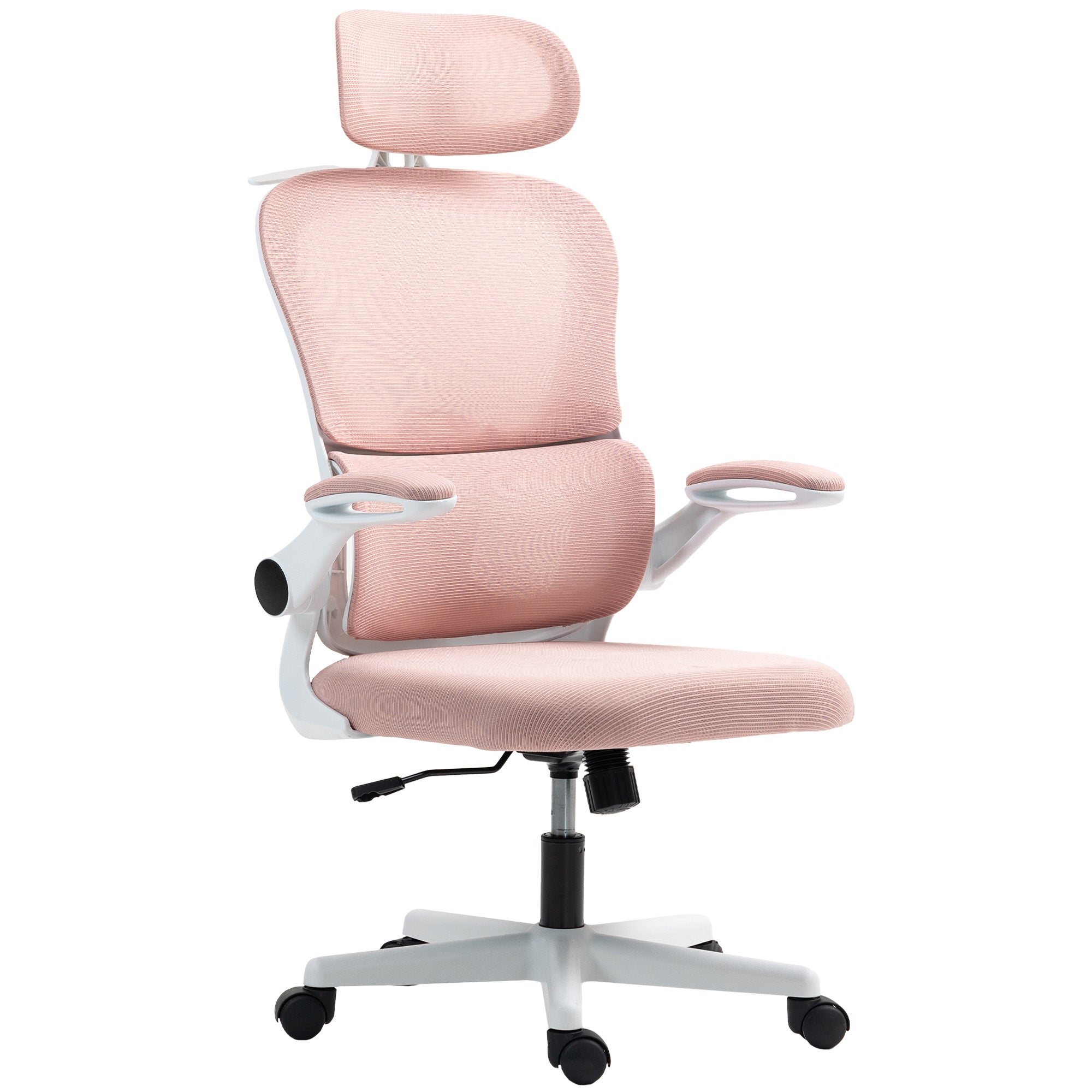 Ergonomic Mesh Office Chair - Pink with Flip-up Arms-Office Products > Office Furniture > Office Chairs-DECOROLALA
