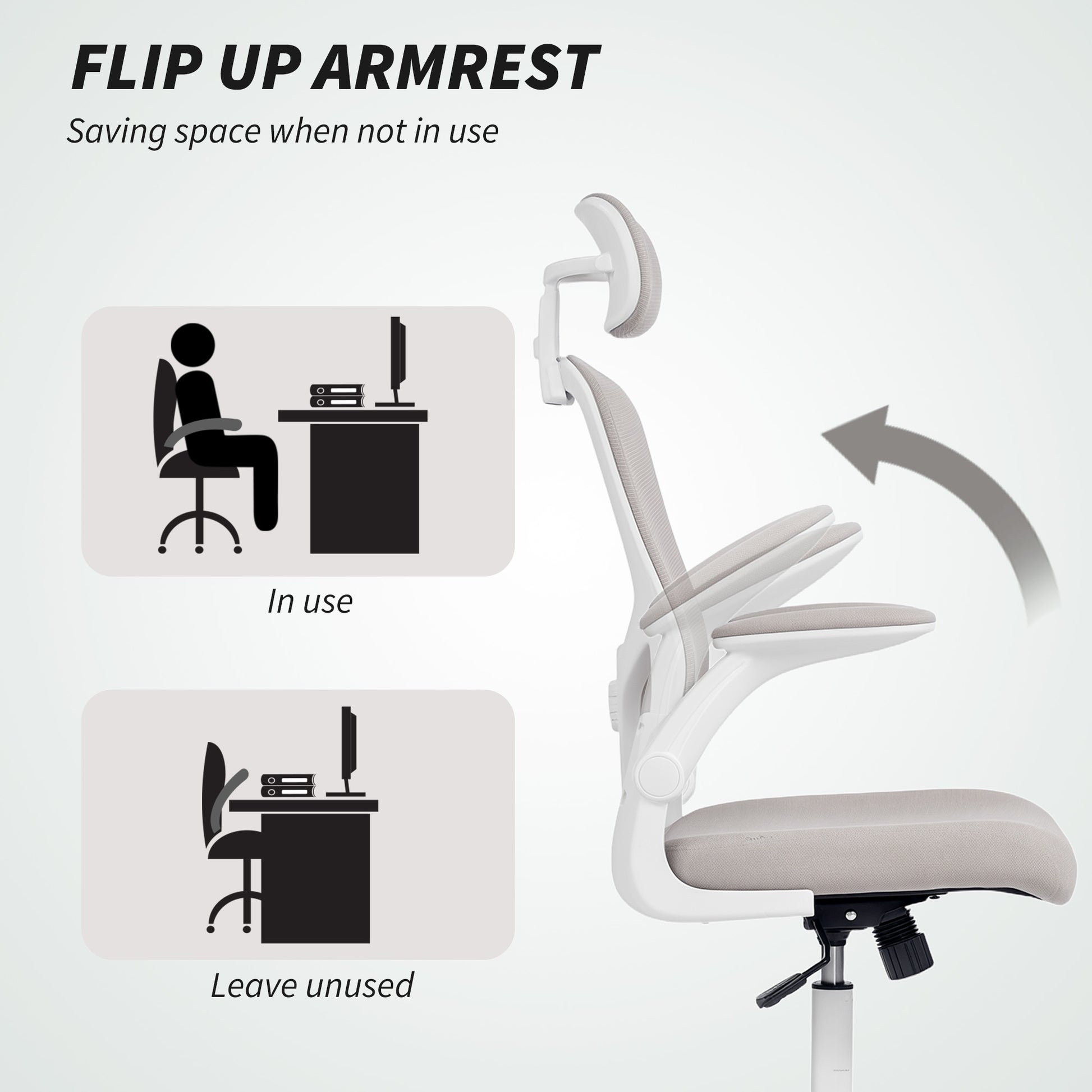 Ergonomic Mesh Office Chair with 4D Lumbar Support - Grey-Office Products > Office Furniture > Office Chairs > Task Chairs-DECOROLALA