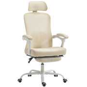 Ergonomic Mesh Office Chair with Footrest - Beige-DECOROLALA
