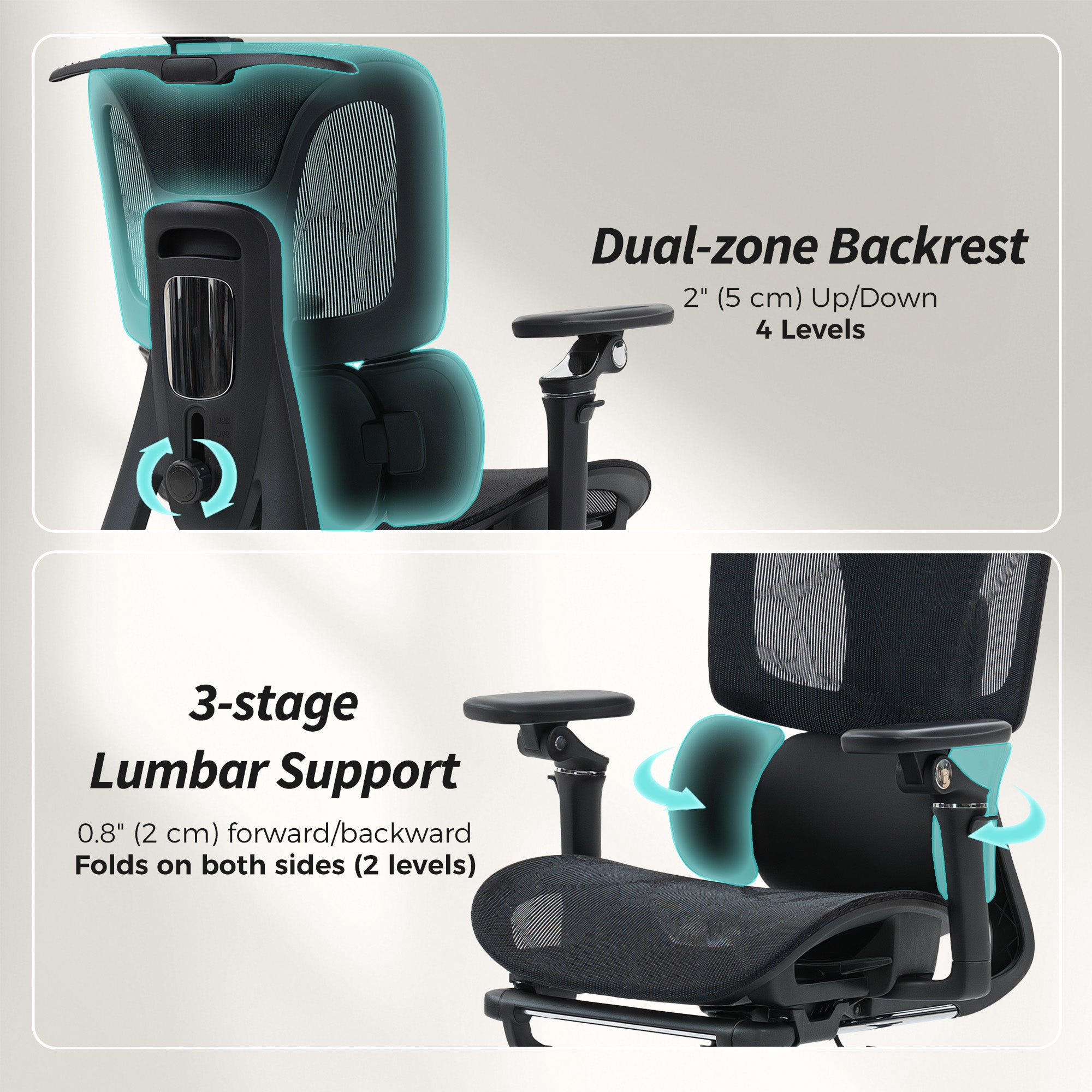 Ergonomic Mesh Office Chair with Footrest - Black-DECOROLALA