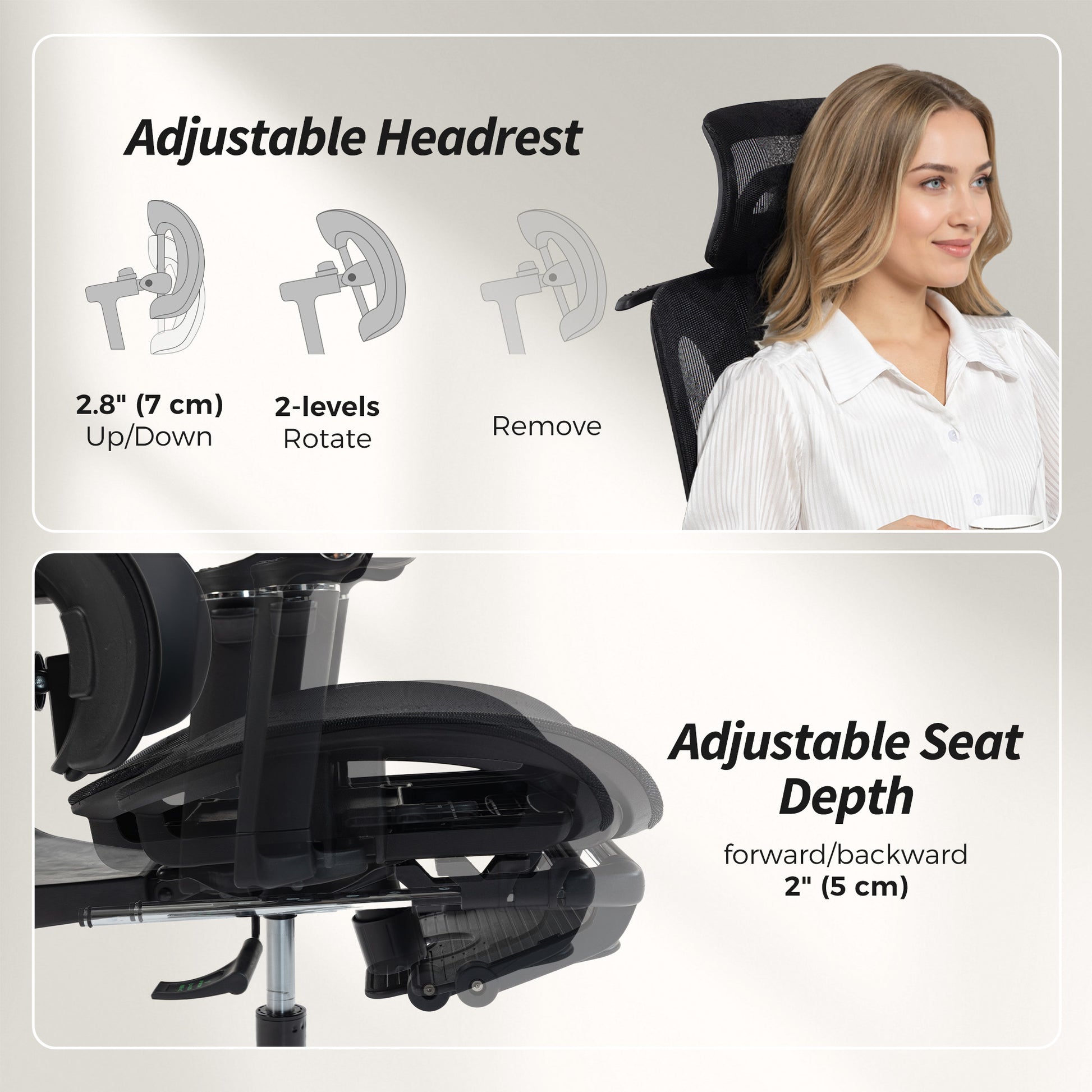Ergonomic Mesh Office Chair with Footrest - Black-DECOROLALA