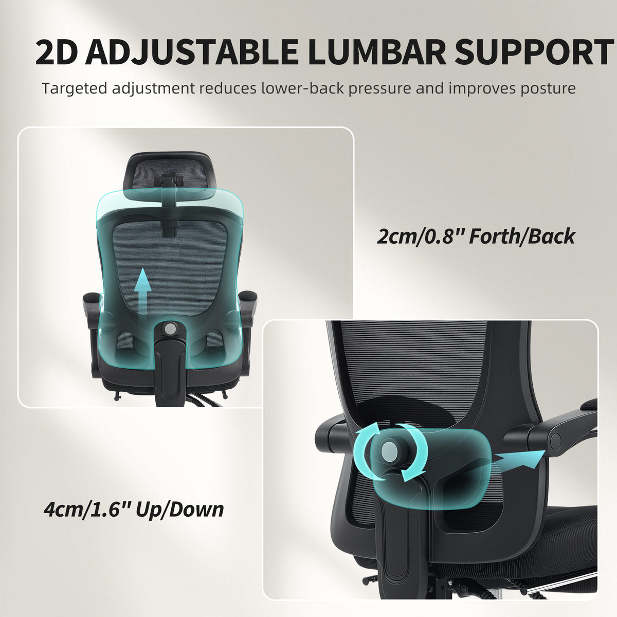 Ergonomic Mesh Office Chair with Footrest - Black-Office Products > Office Furniture > Office Chairs > Task Chairs-DECOROLALA