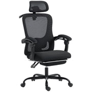 Ergonomic Mesh Office Chair with Footrest - Black-Office Products > Office Furniture > Office Chairs > Task Chairs-DECOROLALA