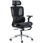 Ergonomic Mesh Office Chair with Footrest - Black-DECOROLALA