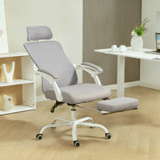 Ergonomic Mesh Office Chair with Footrest - Grey-Office Chairs-DECOROLALA