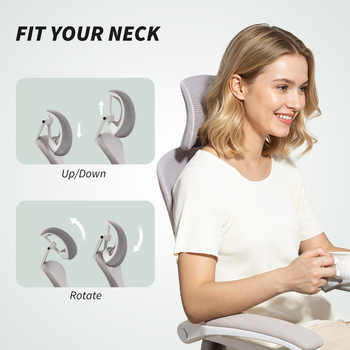 Ergonomic Mesh Office Chair with Footrest - Grey-Office Products > Office Furniture > Office Chairs-DECOROLALA