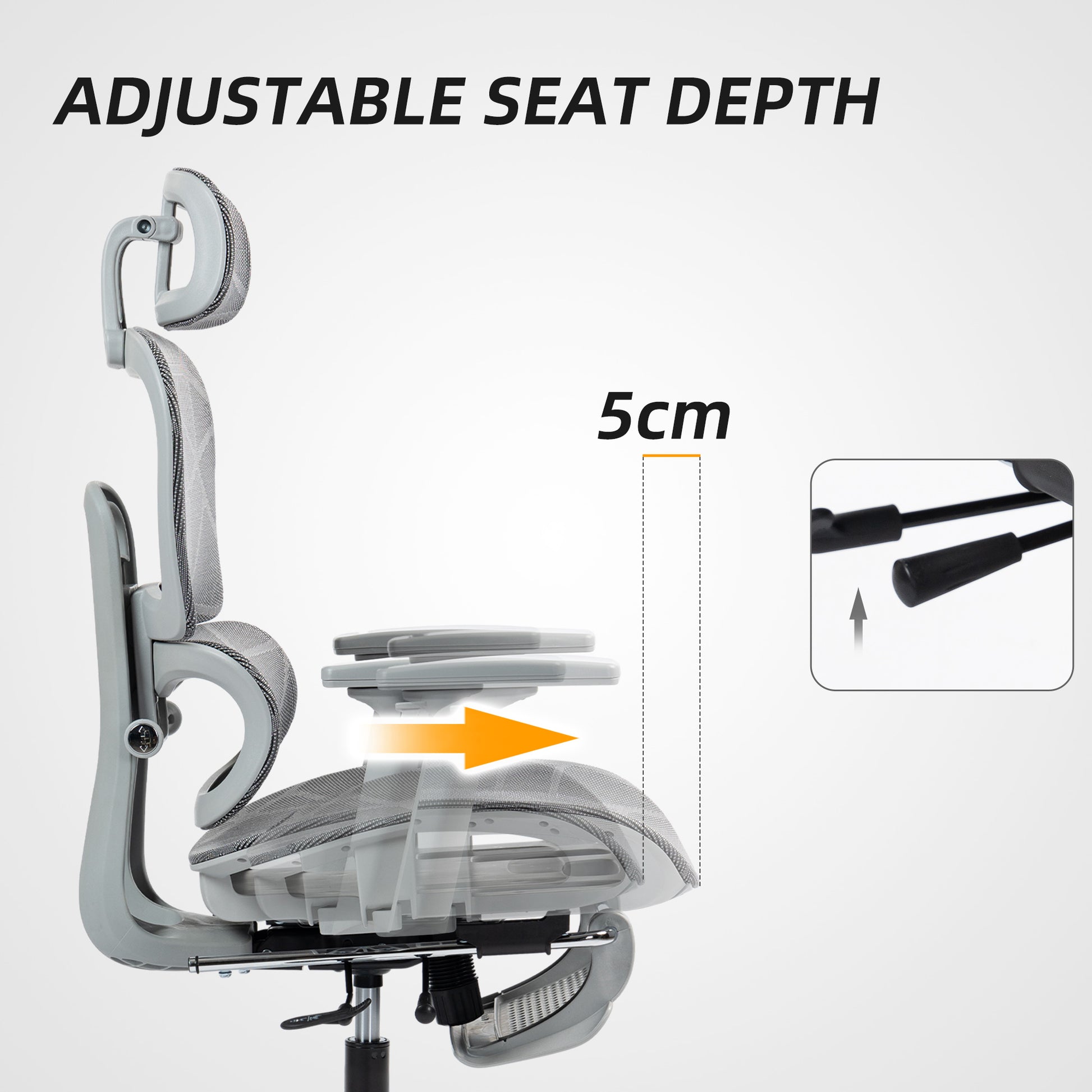 Ergonomic Mesh Office Chair with Footrest - Grey-Office Products > Office Furniture > Office Chairs > Task Chairs-DECOROLALA