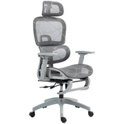 Ergonomic Mesh Office Chair with Footrest - Grey-Office Products > Office Furniture > Office Chairs > Task Chairs-DECOROLALA