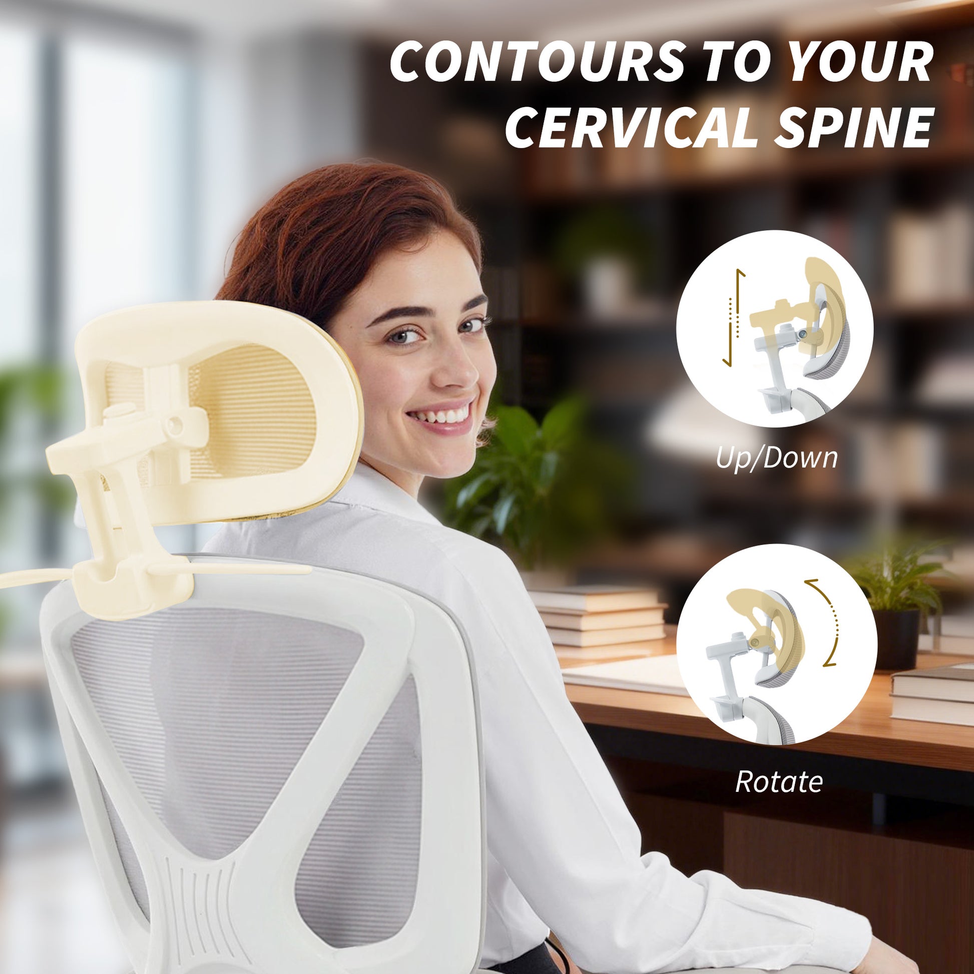 Ergonomic Mesh Office Chair with Footrest & Headrest - Light Grey-Office Products > Office Furniture > Office Chairs > Task Chairs-DECOROLALA