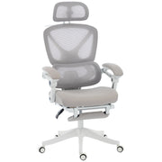 Ergonomic Mesh Office Chair with Footrest & Headrest - Light Grey-Office Products > Office Furniture > Office Chairs > Task Chairs-DECOROLALA