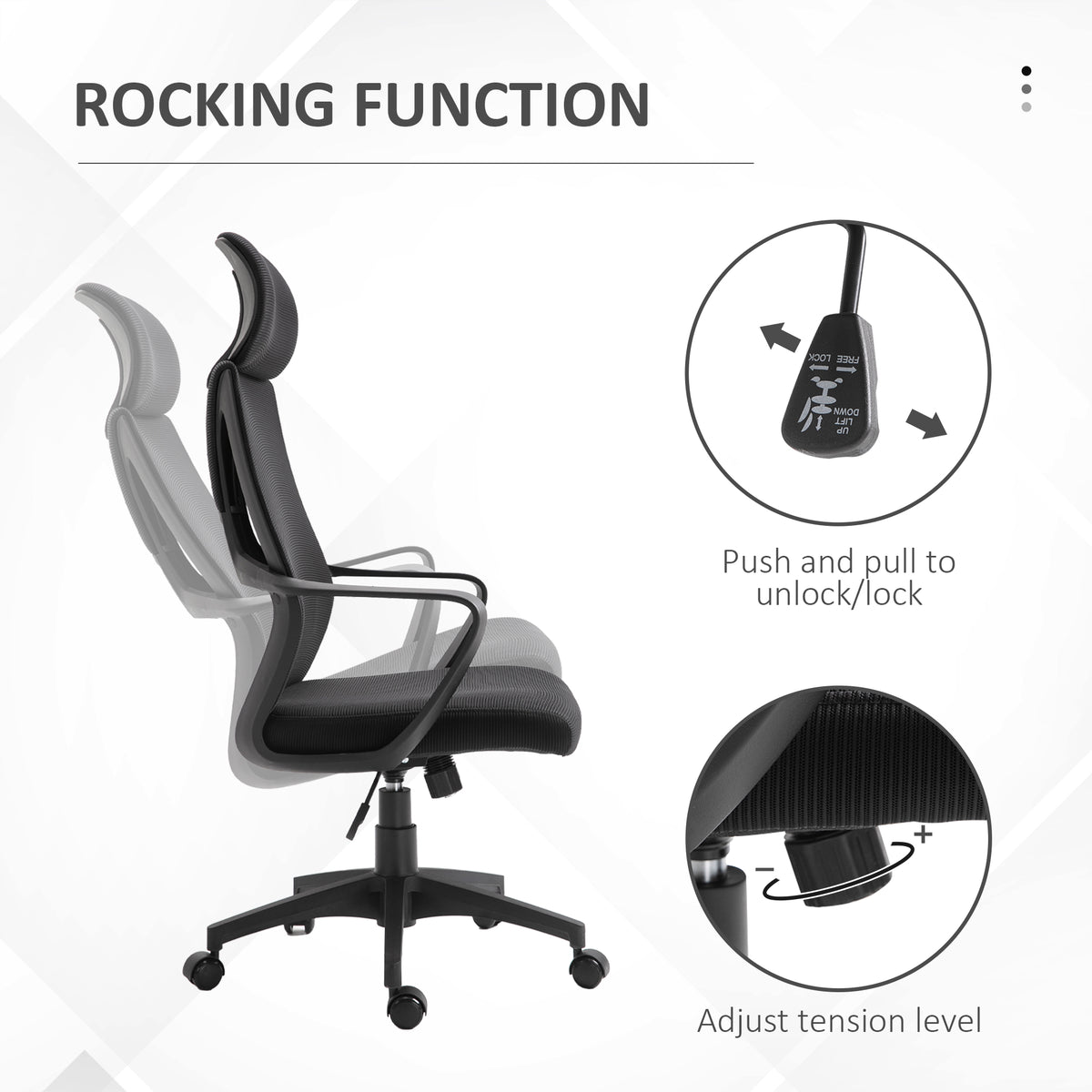Ergonomic Mesh Office Chair with Headrest - Black-Office Products > Office Furniture > Office Chairs > Task Chairs-DECOROLALA