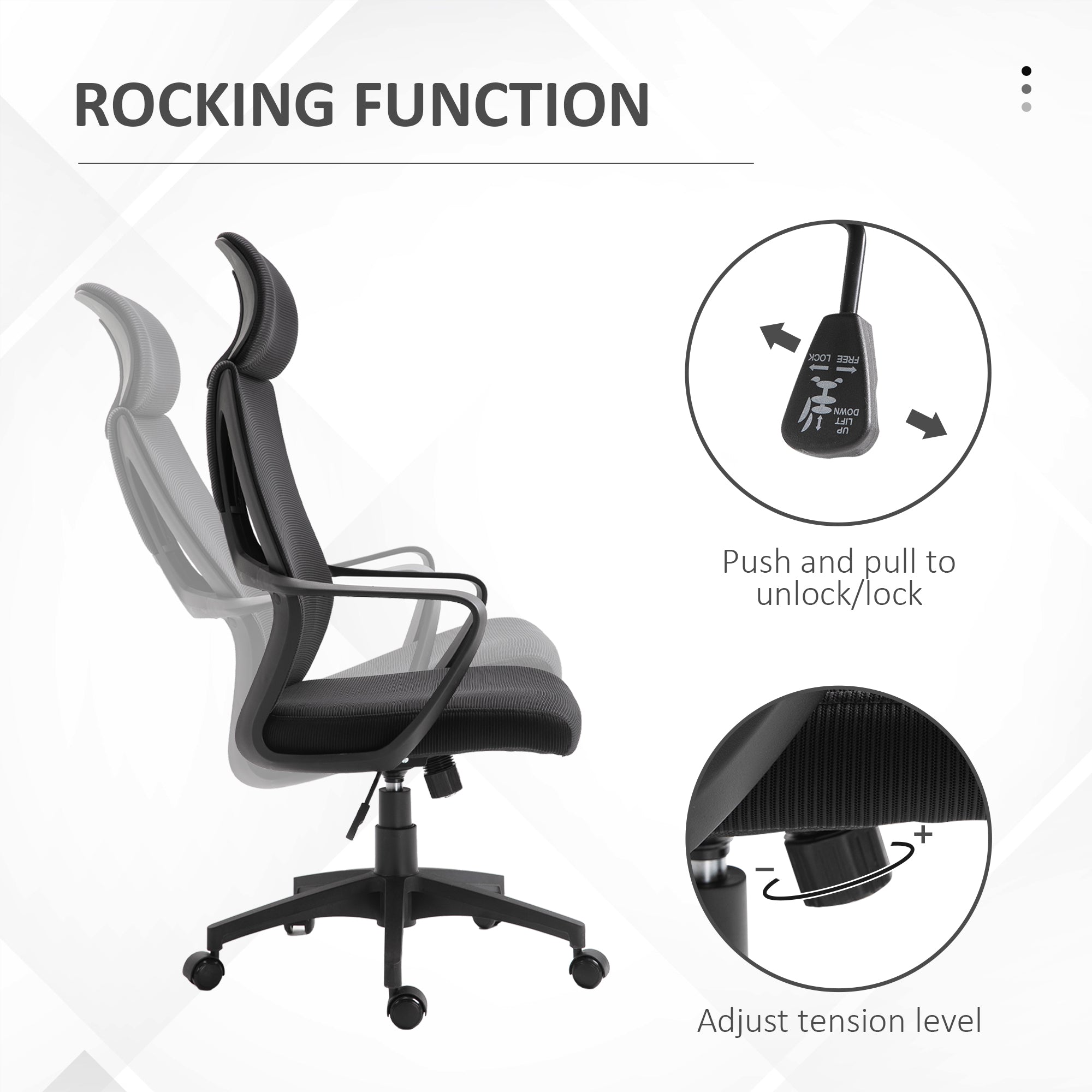 Ergonomic Mesh Office Chair with Headrest - Black-Office Products > Office Furniture > Office Chairs > Task Chairs-DECOROLALA