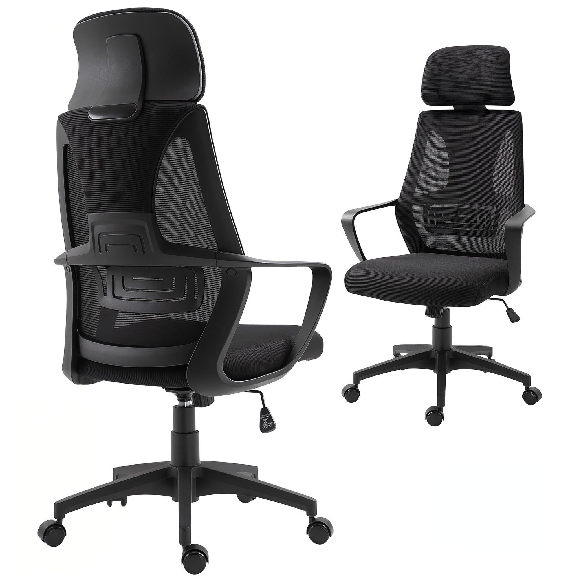 Ergonomic Mesh Office Chair with Headrest - Black-Office Products > Office Furniture > Office Chairs > Task Chairs-DECOROLALA