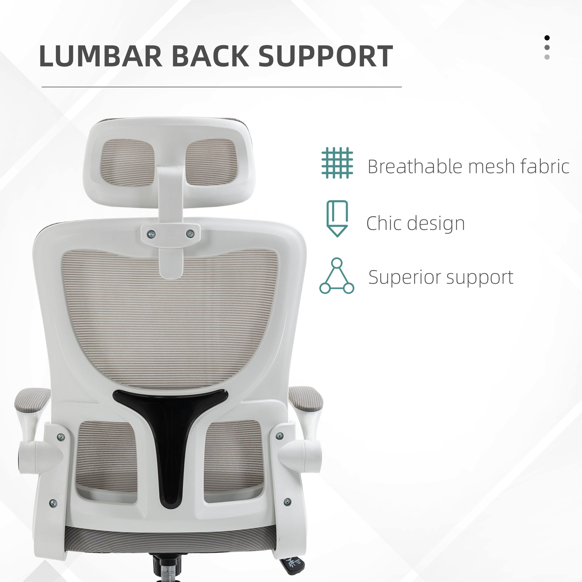 Ergonomic Mesh Office Chair with Headrest - Grey-Office Products > Office Furniture > Office Chairs > Task Chairs-DECOROLALA