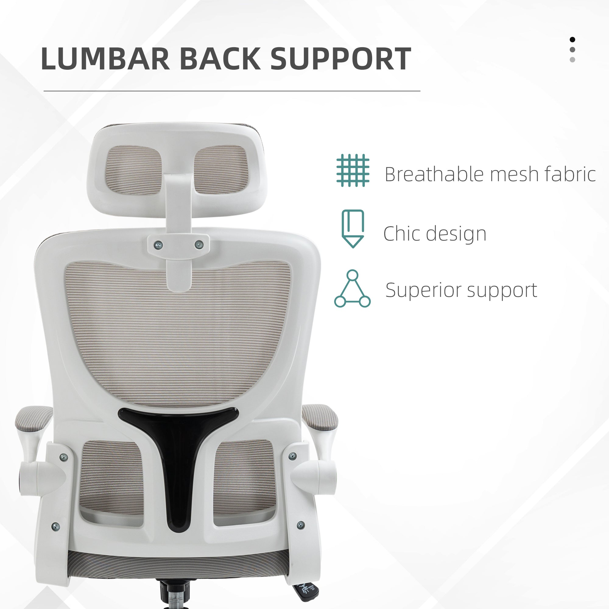 Ergonomic Mesh Office Chair with Headrest - Grey-Office Products > Office Furniture > Office Chairs > Task Chairs-DECOROLALA
