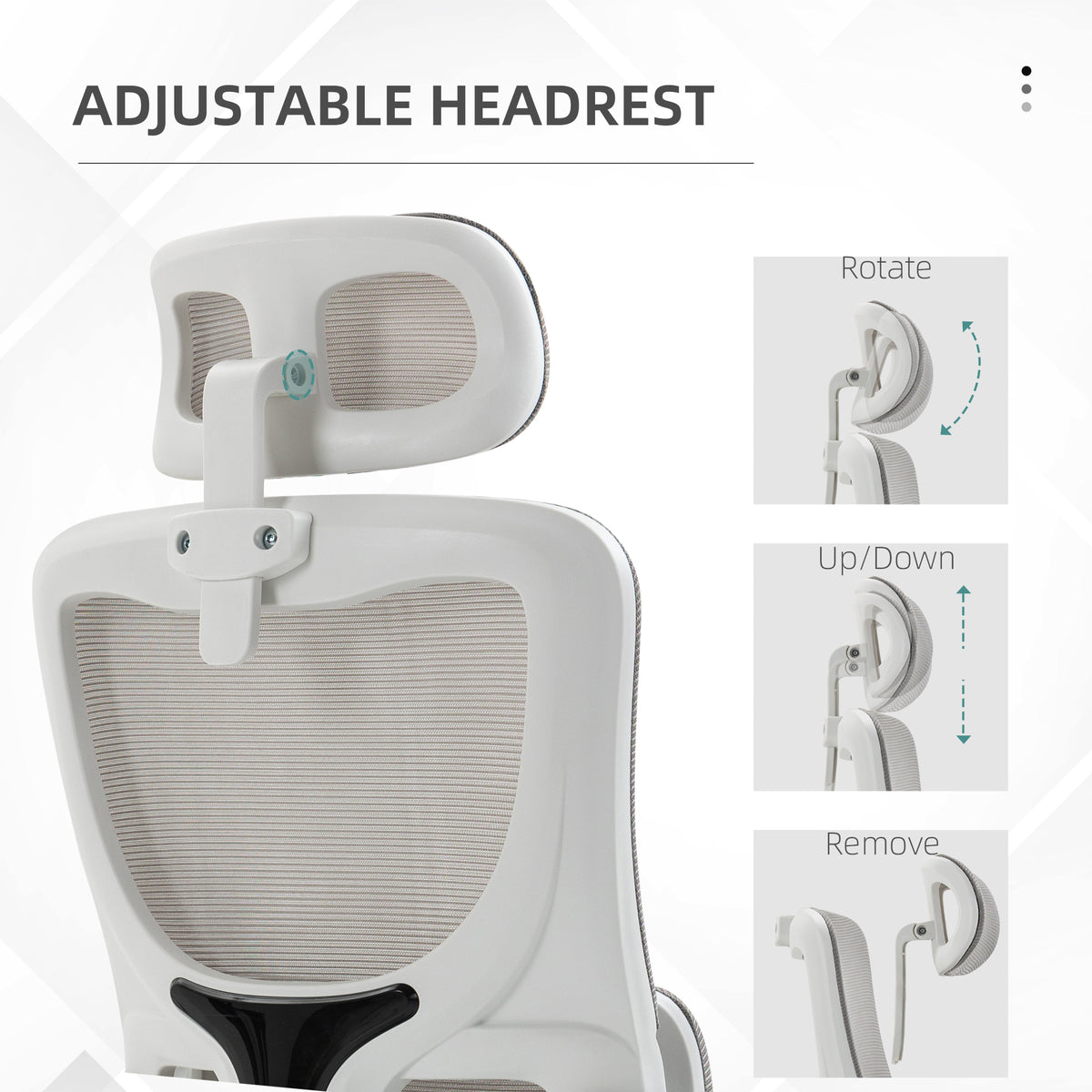 Ergonomic Mesh Office Chair with Headrest - Grey-Office Products > Office Furniture > Office Chairs > Task Chairs-DECOROLALA