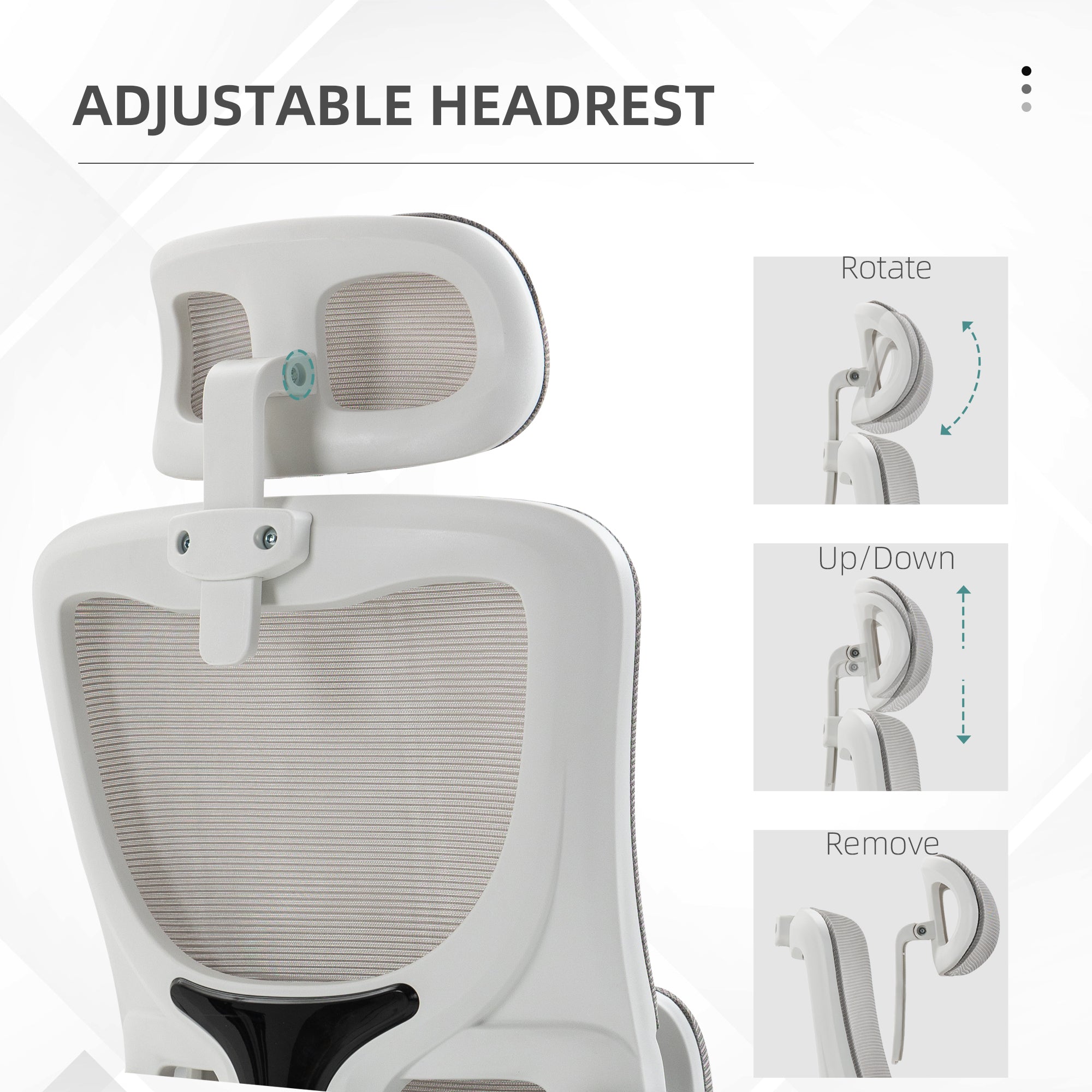 Ergonomic Mesh Office Chair with Headrest - Grey-Office Products > Office Furniture > Office Chairs > Task Chairs-DECOROLALA