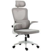 Ergonomic Mesh Office Chair with Headrest - Grey-Office Products > Office Furniture > Office Chairs > Task Chairs-DECOROLALA
