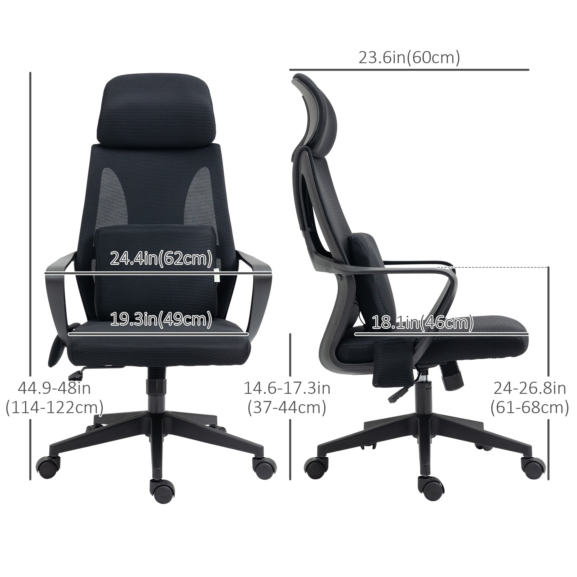 Ergonomic Mesh Office Chair with Massage Lumbar - Black-Office Products > Office Furniture > Office Chairs > Massage Chairs-DECOROLALA