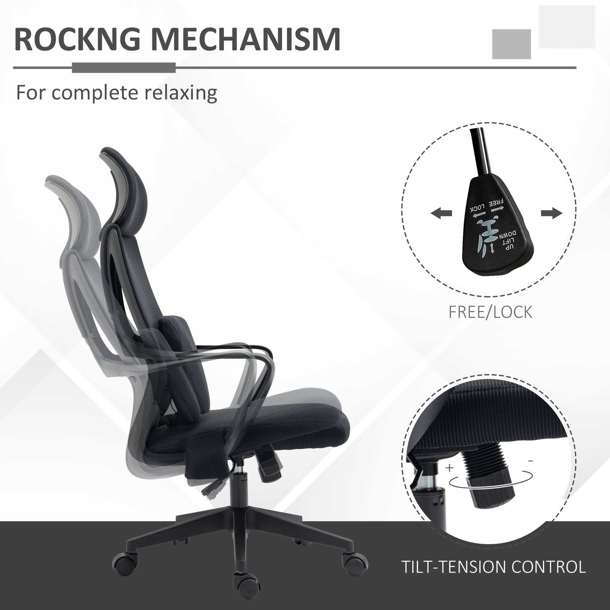 Ergonomic Mesh Office Chair with Massage Lumbar - Black-Office Products > Office Furniture > Office Chairs > Massage Chairs-DECOROLALA