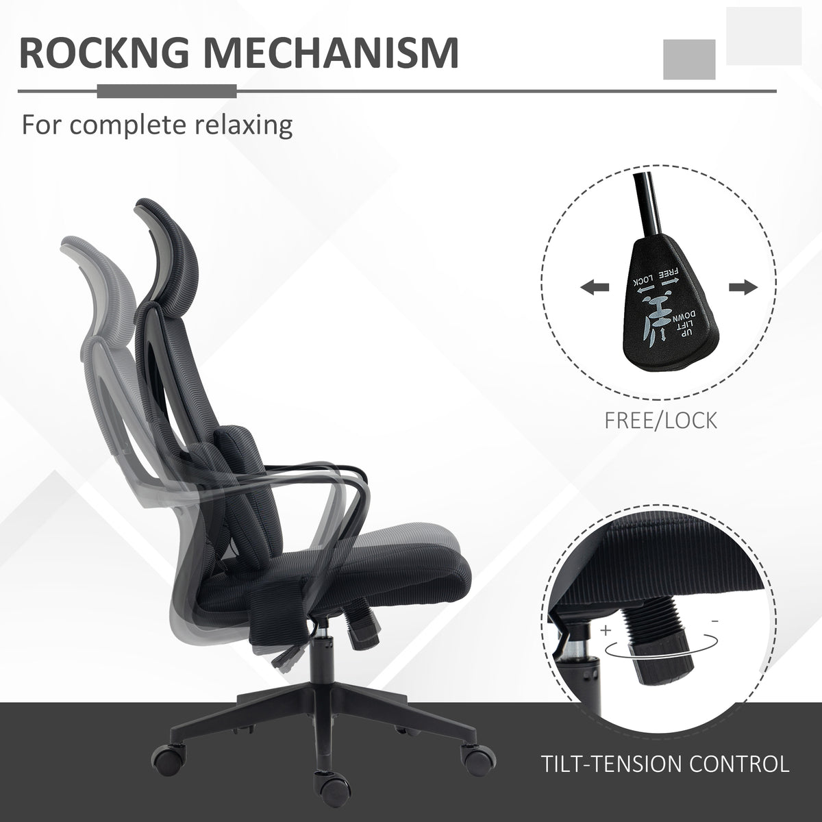 Ergonomic Mesh Office Chair with Massage Lumbar - Black-Office Products > Office Furniture > Office Chairs > Massage Chairs-DECOROLALA