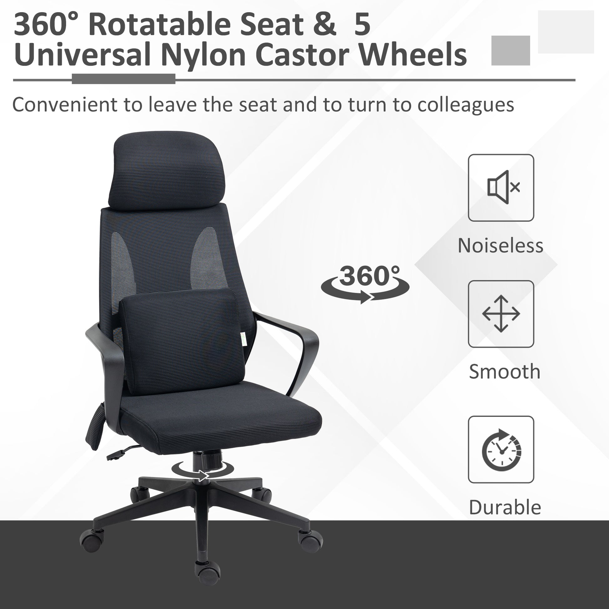 Ergonomic Mesh Office Chair with Massage Lumbar - Black-Office Products > Office Furniture > Office Chairs > Massage Chairs-DECOROLALA