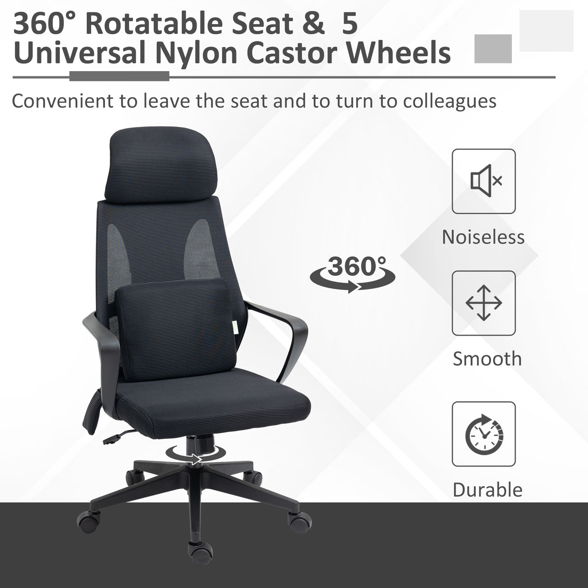 Ergonomic Mesh Office Chair with Massage Lumbar - Black-Office Products > Office Furniture > Office Chairs > Massage Chairs-DECOROLALA