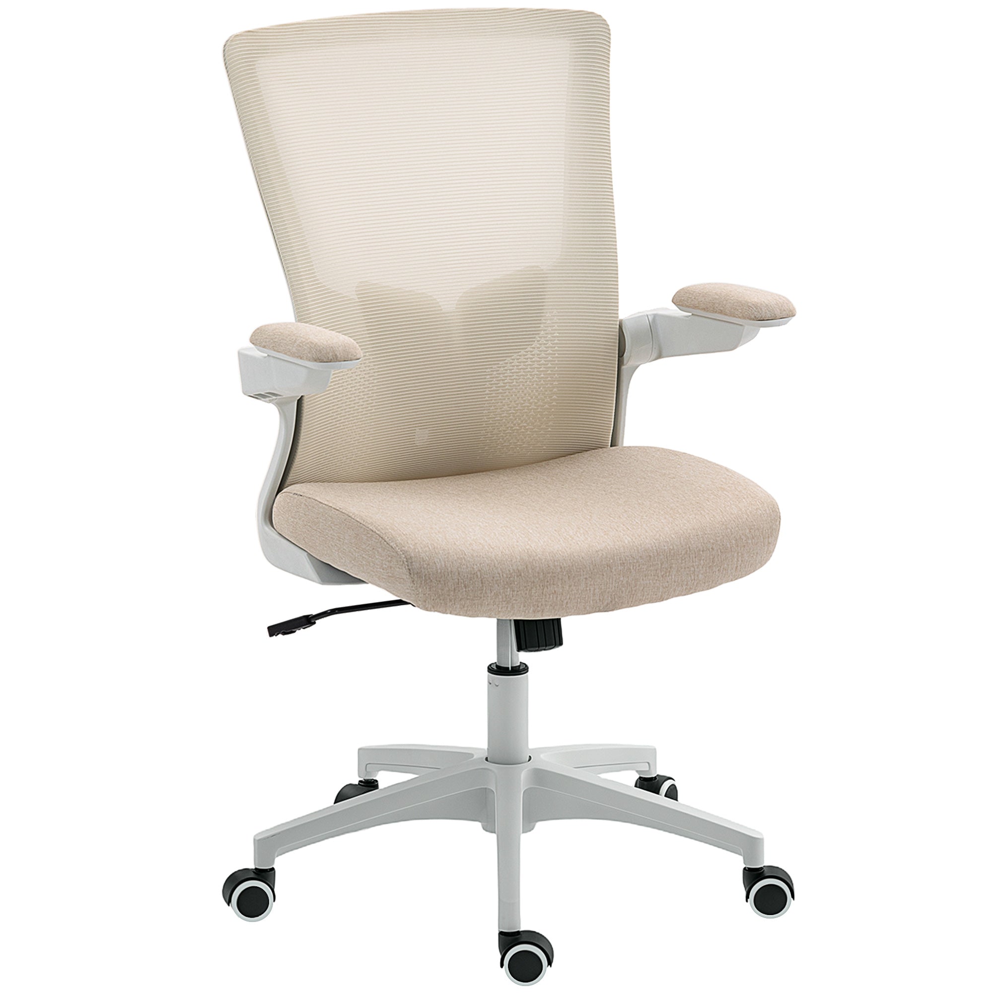 Ergonomic Office Chair - Beige Mesh Desk Chair with Flip-up Arms-Office Products > Office Furniture > Office Chairs > Task Chairs-DECOROLALA