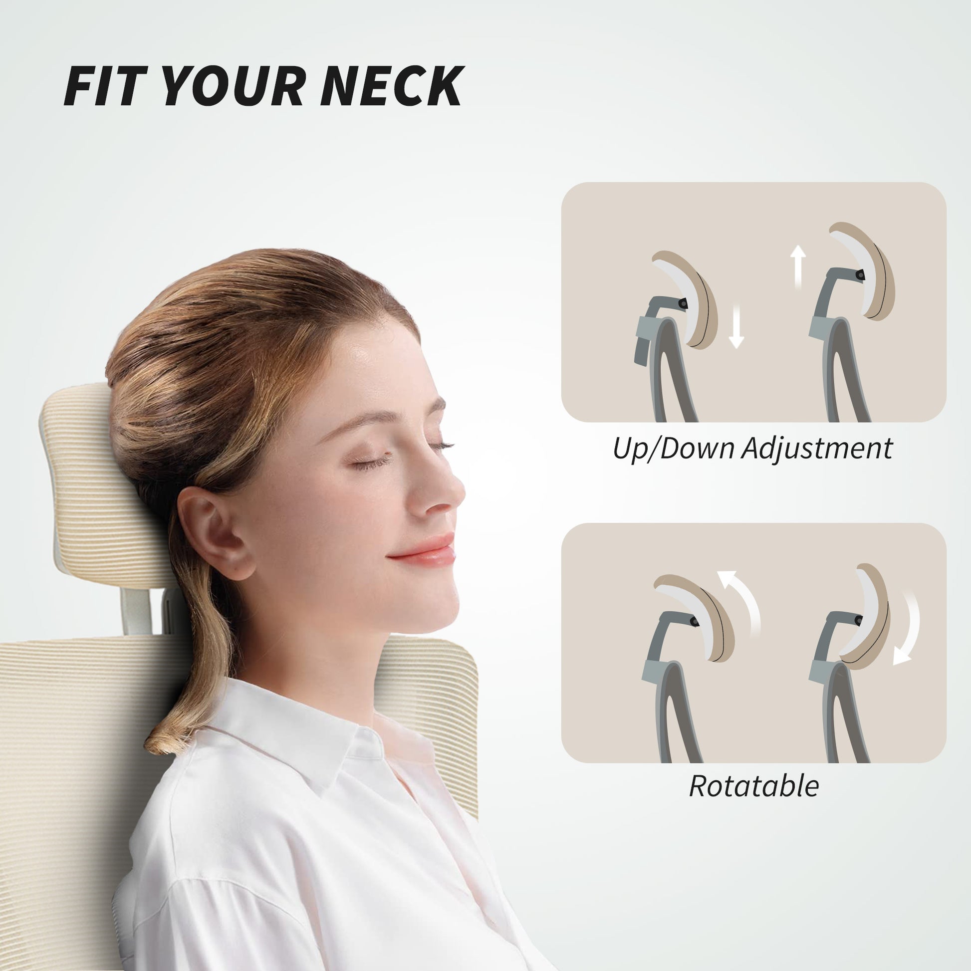 Ergonomic Office Chair - Beige Mesh Desk Chair with Headrest-Office Products > Office Furniture > Office Chairs > Task Chairs-DECOROLALA