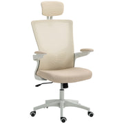 Ergonomic Office Chair - Beige Mesh Desk Chair with Headrest-Office Products > Office Furniture > Office Chairs > Task Chairs-DECOROLALA