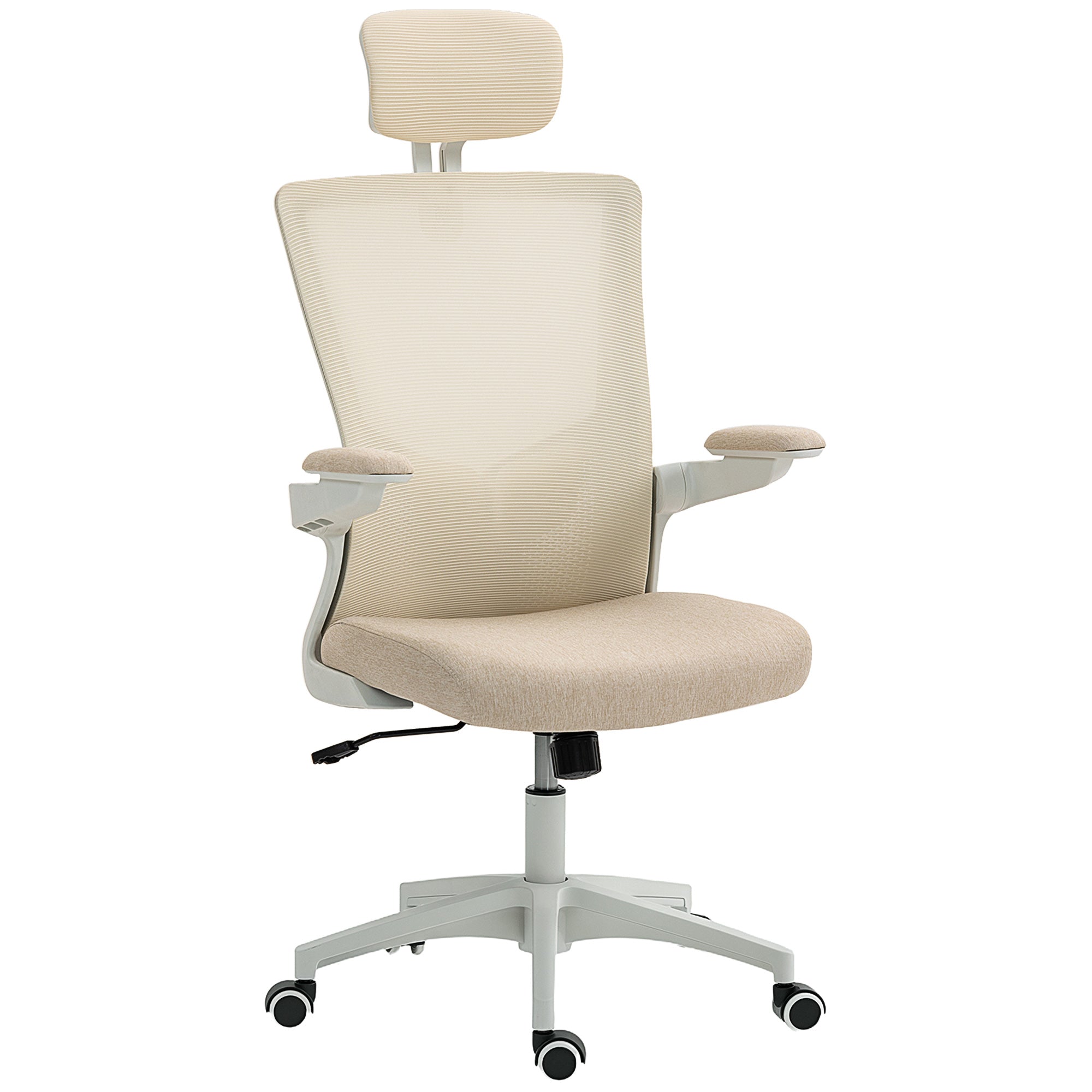 Ergonomic Office Chair - Beige Mesh Desk Chair with Headrest-Office Products > Office Furniture > Office Chairs > Task Chairs-DECOROLALA