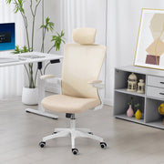 Ergonomic Office Chair - Beige Mesh Desk Chair with Headrest-Task Chairs-DECOROLALA