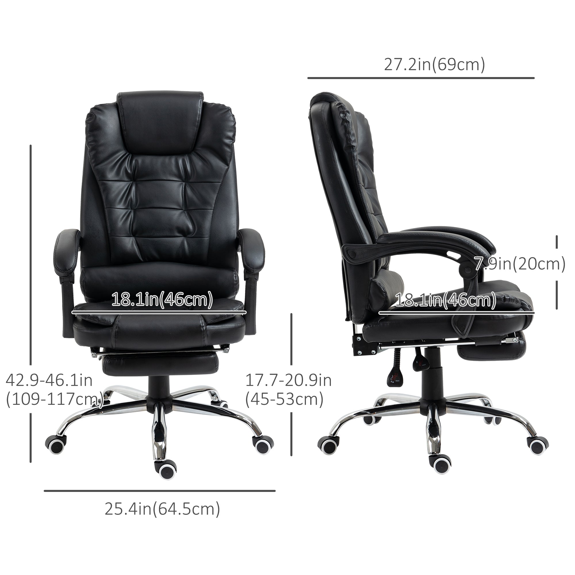 Ergonomic Office Chair - Black PU Leather High Back-DECOROLALA