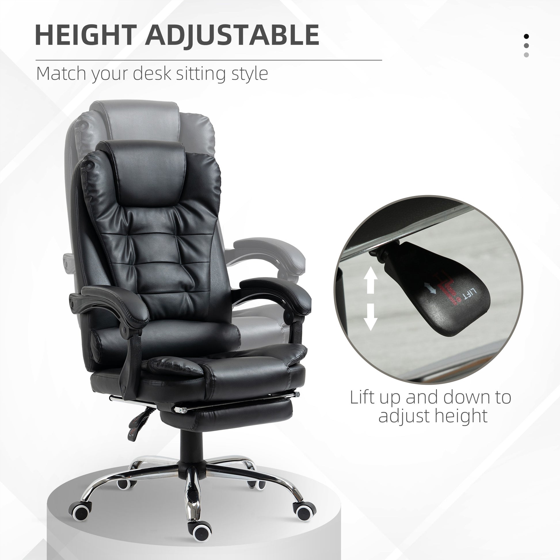 Ergonomic Office Chair - Black PU Leather High Back-DECOROLALA
