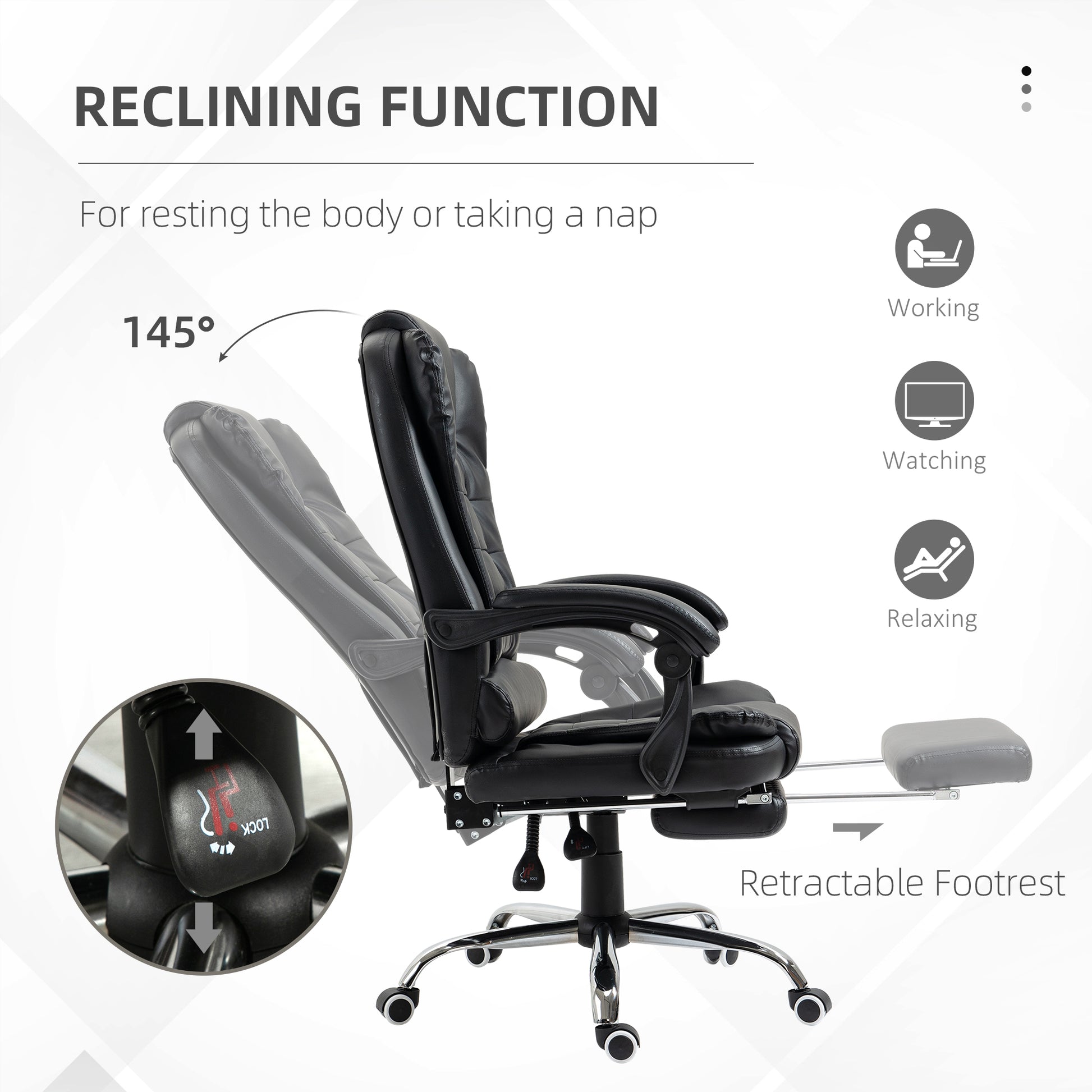 Ergonomic Office Chair - Black PU Leather High Back-DECOROLALA