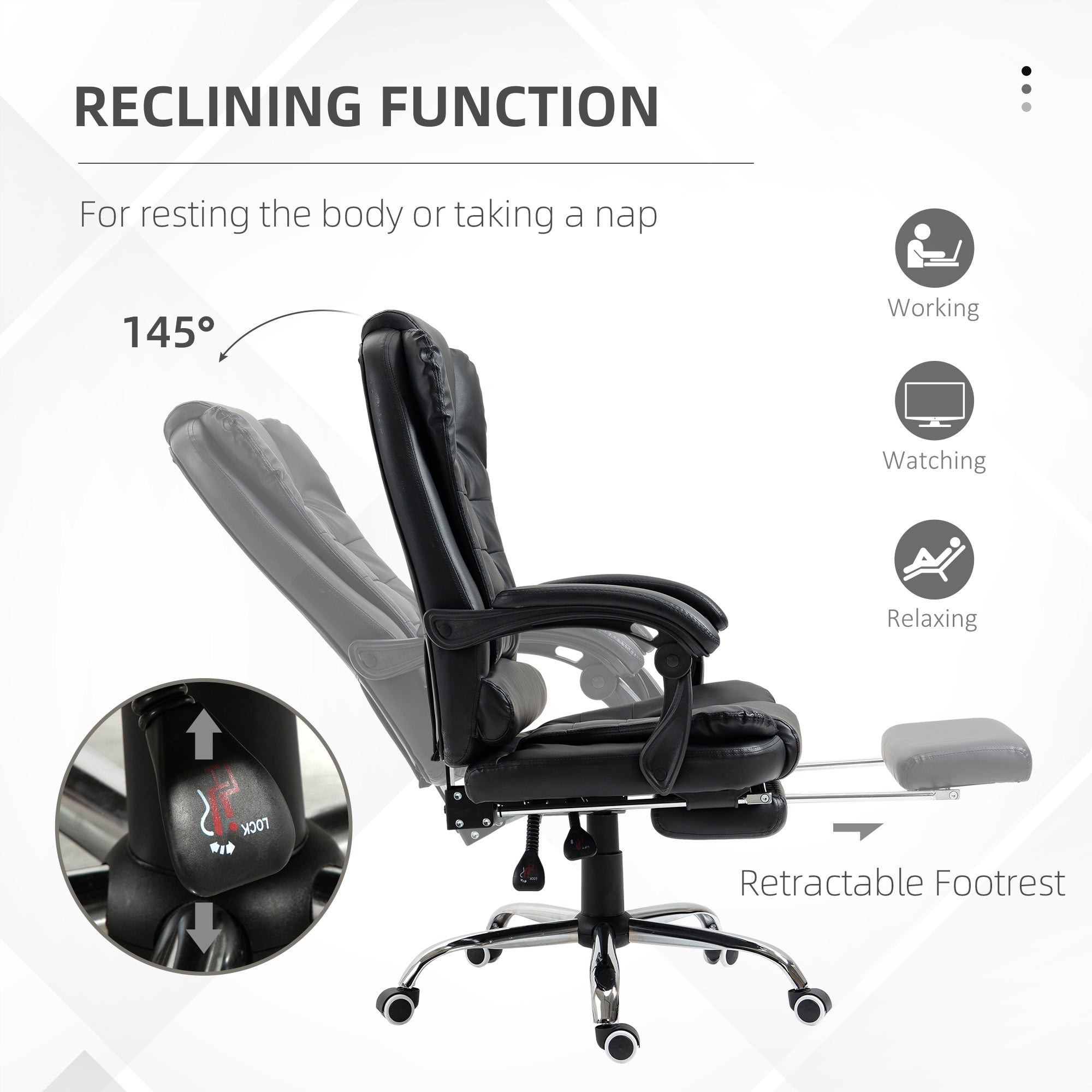Ergonomic Office Chair - Black PU Leather High Back-DECOROLALA